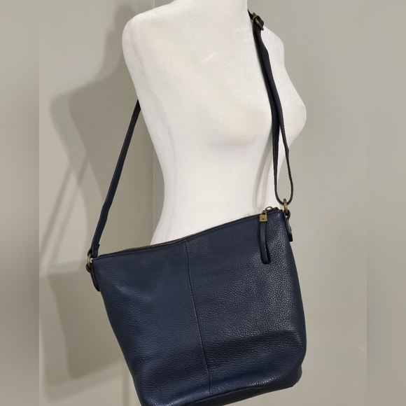 Elliot Lucca Indigo Blue Leather Convertivle Hobo Bag - Picture 3 of 15